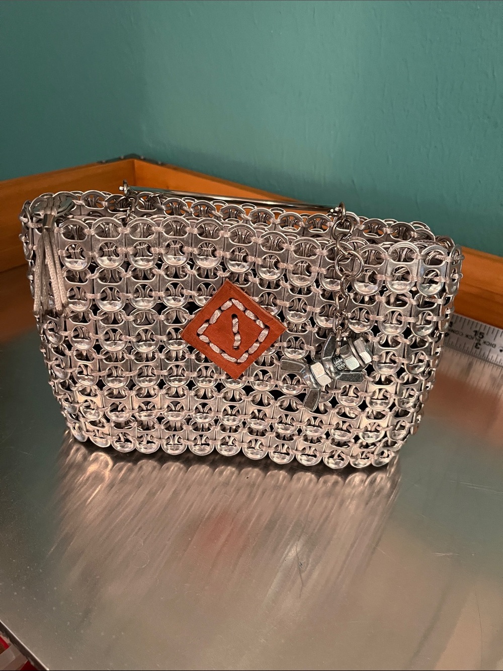 Vintage retro, aluminum pop top steam punk purse